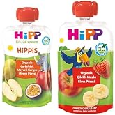HiPP Seti | &Ccedil;arkıfelek Meyveli Karışık Meyve P&uuml;resi 100 gr x2 + &Ccedil;ilekli Muzlu Elma P&uuml;resi 100 gr x2