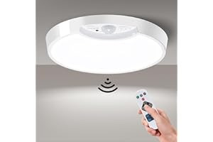 Homelist Rechargeable Motion Sensor Ceiling Light, 7.5inch 400LM Battery Ceiling Light with Remote, Wireless Battery Operated Sensor Light Indoor Outside for Bathroom, Loft, Shed, Garage, Hallway