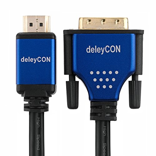 deleyCON Premium HQ HDMI zu DVI Kabel High Speed – [12,5m] – 3D Ready – HDMI auf DVI Adapterkabel [12,5 meter] - 3