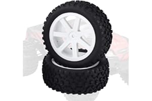 NEUFDAY 4PCS RC Reifen- und Gummiradsatz, 1/10 RC Truck Gummireifenradreifen für ZD Racing Buggy Crawler Car White