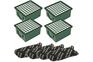 AVR-Handel 1 Set 4 Filtro HEPA H12 Verde + 4 Filtro a Carbone Adatto per Vorwerk Folletto VK 130 + 131 + SC Aspirapolvere