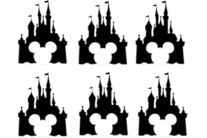 HATCHERABILIA Pack of 6 Fairytale Castle with Mouse Face Mickey Inspired Novelty Decal (20cm x 15cm, Black)