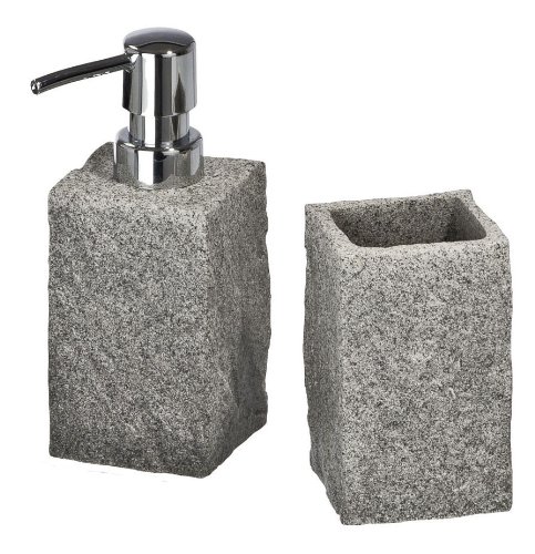 WENKO Bad-Accessoire-Set Granit, 2-teilig grau