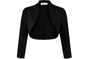 Clearlove Damen Bolero Elegant Strickjacke 3/4 Ärmel Kurz Festlich Schulterjacke（Verpackung MEHRWEG）