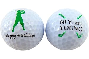 WESTMON WORKS Happy 60th Birthday Golf Ball Gift Pack Sixty Years Young, Set of 2 Balls