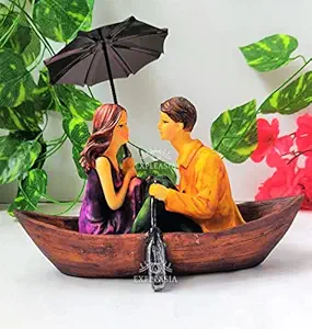 Expleaisa Decorative Floating Love Couple On Boat Polyresin Showpiece Figurine Valentine?s Gift for Girlfriend, Boyfriend, Husband/Wife