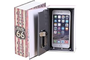 DEMERAS Kreatives Simulationsbuch Safe Box Geld Schmuck Sammlung Aufbewahrungskoffer mit Zahlenschloss Für persönliche Gelder, Schmuck, Liebesbriefe Mini Lock Box(ROUTE 66)