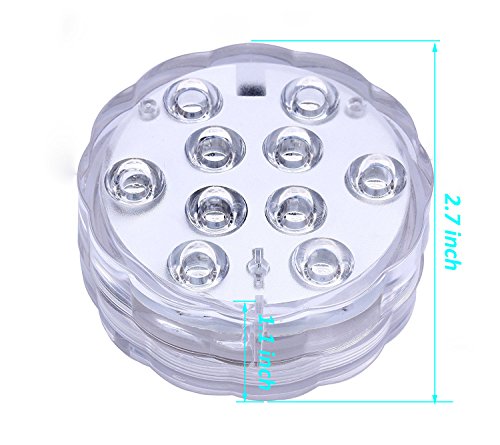 Bermud 2 Stücke Wasserdichte RGB LED Leuchten Unterwasser Licht mit Fernbedienung für Vase Base, Floral, Aquarium, Teich, Hochzeit, Halloween, Party, Weihnachten [Energieklasse A++] - 3