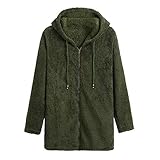iHENGH Neujahrs Karnevalsaktion Damen Herbst Winter Bequem Mantel Lässig Mode Jacke Frauen Herbst Langarm Mantel Fleece reißverschluss fliegen mit Kapuze einfarbig Sweatshirts