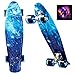 Ancheer Mini Cruiser Skateboard Komplett 55cm Retro Skate Board mit LED Leuchtrollen für Kinder Erwachsene