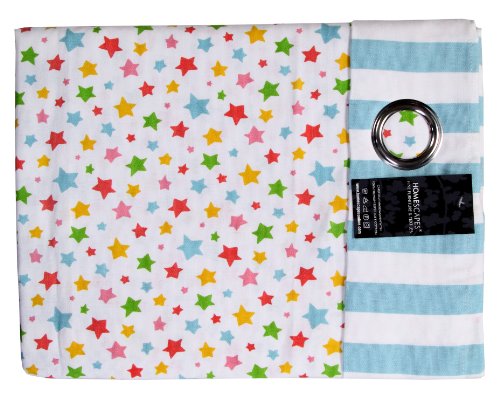 Homescapes Vorhang Kinderzimmer Ösenvorhang Kindervorhang Stars Multi 2er Set bunt 117 x 137 cm (Breite x Länge je Vorhang) 100% reine Baumwolle - 4