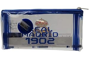 CYPBRANDS Real Madrid CF - Estuche con Material Escolar Juvenil, Portatodo de Plástico con Cremallera, Color Blanco, Producto Oficial (CyP Brands)