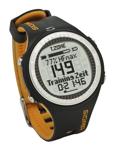 Sigma Pulsuhr PC 25.10 Reloj Pulsómetro PC25.10 Negro-Naranja, Incluye Banda torácica, señal codificada, Unisex_Adulto, Gris/Amarillo