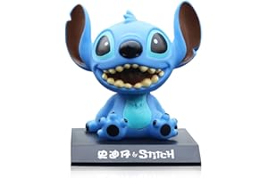 Stitch Figure, Hilloly Stitch Car Decoration, Car Shaking Head Figurine Ornament, Stitch Creative Car Accessories Action Figure Shaking Head Doll Hand-Made Model Mobile Phone Holder (laughs)