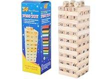 1 Set Kids Baby Digital Wooden Tower Building Blocks Toys Domino 54pcs and 4pcs Dice Stacker Stacker Extract Educational Game