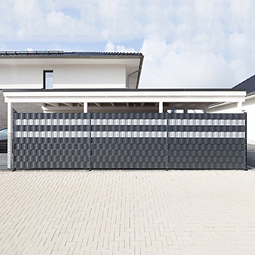 10 Sichtschutzstreifen Anthrazit im Set - Hart PVC -Sichtschutz - Windschutz - Zaunstreifen zum Einflechten - Doppelstabmatten Zaun - Stabgitterzäune