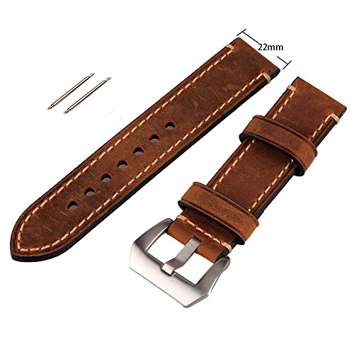 Echtes Leder-Armbanduhr-Uhrenarmband des Edelstahl-22mm Edelstahl-Wlbung Echtes Leder-Armbanduhr-Uhrenarmband des Edelstahl-22mm Edelstahl-Wlbung