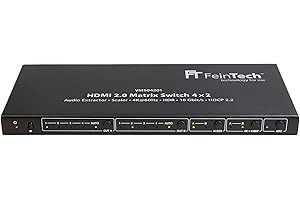 FeinTech VMS04201 Conmutador de Matriz HDMI Matrix Switch 4x2 (4 entradas, 2 Salidas, con Extractor de Audio, Scaler, Ultra HD, 4 K, 60 Hz, HDR)