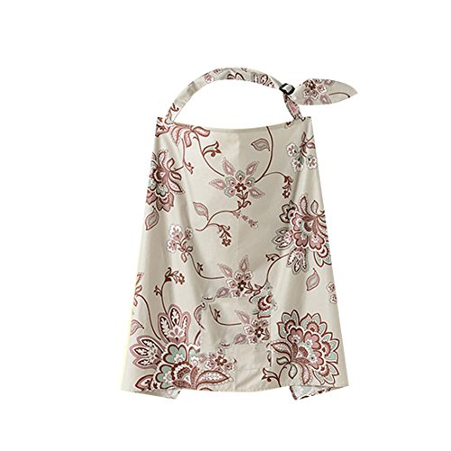 GWELL Cotton Printed Breast Feeding Scarf Nursing Covers Breastfeeding Apron Shawl with Front Pocket