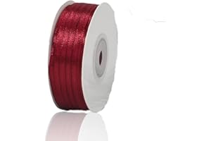 ALOHOVME Nastri Borgogna 3mm, 91 metri Nastro di Raso Vino Rosso per l'imballaggio di regali, Artigianato fai da te, Bows Making, Mazzi di fiori, Palloncini, Festa nuziale e Decorazioni per torte