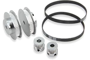 Zeberoxyz 2 piezas conjunto GT2 rueda síncrona 20 y 60 dientes 6.35mm agujero polea dispensadora de aluminio con 2 piezas longitud 200mm ancho 6mm cinturón (20-60T-6.35B-6)