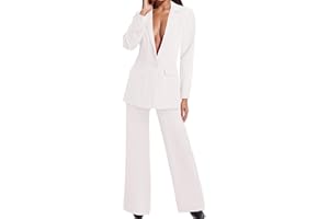 COO2SOT Tailleur Donna Eleganti Completa Blazer Tinta Unita Cappotto con Bottoni Pantaloni Lunghi a Vita Alta Set di Due Pezzi Completi di Pantaloni da Cerimonia