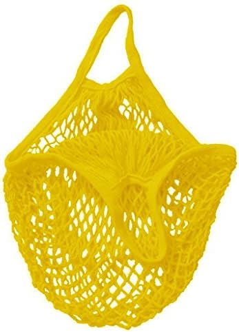 Cotton Reusable Net Shopping Bag String Organizer for Grocery Shopping &amp; Beach, Storage, Fruit, Vegetable and Toys -Lightweight &amp; Sturdy Mesh Produce Bag (Yellow, Tote 40*35*13)
