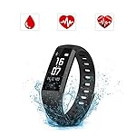 SAVFY Fitness Tracker mit Pulsmesser IPX7 Touchdisplay Bluetooth 4.0 Herzfrequenz Fitnessarmband Aktivitätstracker mit Blutdruckmesser für Android und iOS