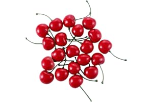 Mioaoa 20 Pcs Artificial Cherries, Mini Red Lifelike Cherry Ornament Model Photography Accessories Faux Cherry Home Decor, Artificial Fruit Decorations