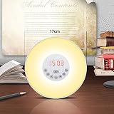 Wecker Lichtwecker Geschenk Wake Up Light Wecker mit Licht ,7 Wecktöne (6 Naturklänge und Radio), 7 Lichtfarben,10 Helligkeitstufen, Sonnenaufgangssimulator, Nachtlicht mit FM Radio, Geschenke für Kinder oder Erwachsene - 6
