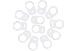 JZK 12pcs Transparent Silicone Button Ring Dummy Pacifier Holder Clip Adapter for Baby MAM Soother