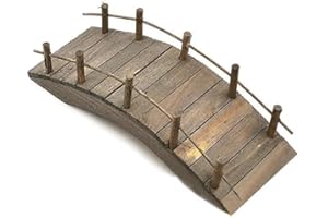 PLGEBR Mini puente de arco de madera 1:12 para jardín, miniaturas, puente para adorno, miniaturas, decoración de puente, manualidades de jardín