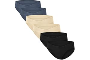 Dresime 6 Pezzi Mutandine Premaman da Donna - Gravidanza Slip in Cotone Traspirante - Biancheria Intima da Donna Dopo Il - Parto Confezione Vita Bassa V-Forma Pacco da 6