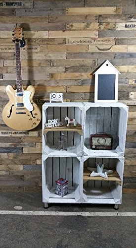 2 Stück weiße Holzkisten – Weinkisten – Obstkisten mit Zwischenregal von Cronenwerth - 7