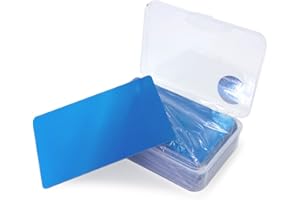 Ebamaz 100PCS Thin Aluminum Alloy Metal Business Cards 3.4 X2.13X0.008 inch for Laser Engrave (Blue, Blank)