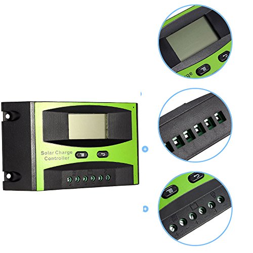 KKmoon 20A 12V/24V Solar Laderegler PWM Aufladung Temperatur Kompensation Überladung Schutz LCD Display für netzunabhängige Solaranlage - 2