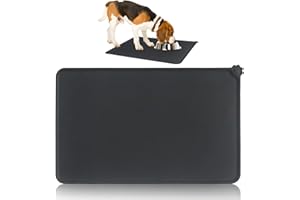 NOVSTUF Tapis de Bol en Silicone Antiadhésif pour Chats et Chiens, Tapis Gamelle Tapis Alimentation Animaux Facile Nettoyer Contre Éclaboussures Salissures Imperméable et Antidérapant - Noir, 48 X 30CM
