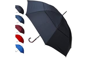 COLLAR AND CUFFS LONDON Wiatroszczelny, bardzo mocny parasol 60 km/h - StormDefender City - Wentylowany podwójny baldachim - Automatyczne otwieranie - Uchwyt z litego drewna - Golf dla mężczyzn i