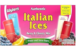 THE AMERICAN STORE Wyler's Italian Ice I Fat Free Freezer Bars I Berry & Cherry Mix I 1oz Pack of 10 I US Import