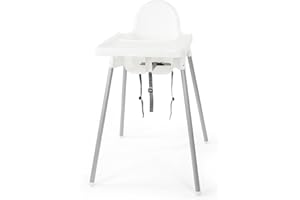 Seggiolone Antilop Ikea bianco in metallo con vassoio e cintura di sicurezza