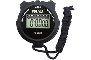 PULIVIA Cronómetro Deportivo con Cronómetro Digital de Memoria Dividida, Calendario de Reloj de 12/24 Horas con Alarma para Correr, Entrenar, Entrenadores de Fútbol, ​​Equipo de árbitro (PL-703B)