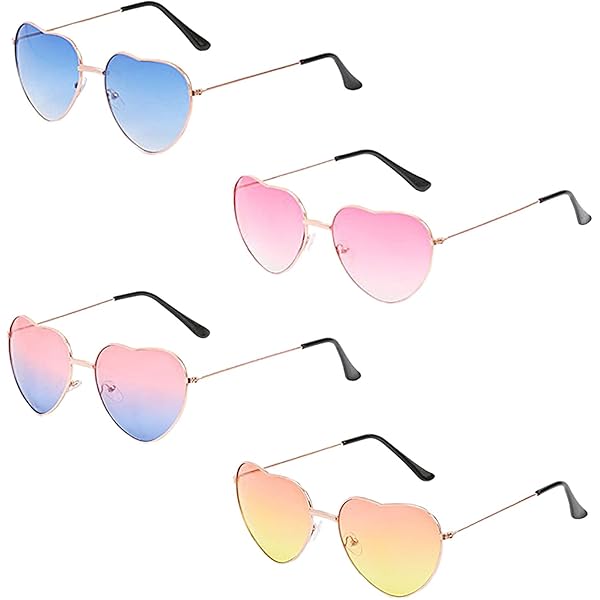 WDZAYXC Vintage hartvormige zonnebril met metalen frame