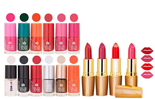 Aroma Care 12 Piece Vibrant Color Nail Polish Combo Set With 4 Rythm Creamy Matte Lipstick Combo 190 RS.739 (44.00% Off) - Amazon
