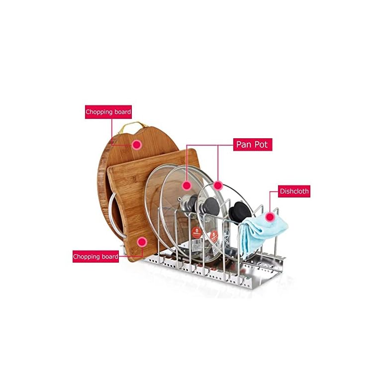 Multifunktions Edelstahl verstellbar 6er Pfanne Topf Organizer Rack