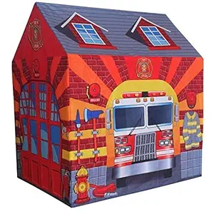 Dhawani Foldable Kids Childrens Indoor Outdoor Play Tent House for Kids - Multicolor (Fire Engine Play Tent)