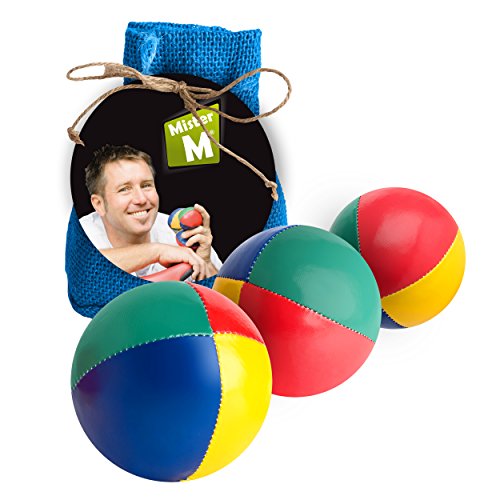 ? Bolas para Malabares Aprobación CE ? con un Video En Línea + una Bolsa - "El Set de Malabares Definitivo" por Mister M (Azul, 3 Bolas)