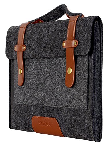 MOSISO Filz Sleeve Hülle Tasche mit Schulterriemen für 13-13.3 Zoll MacBook Air / MacBook Pro / Ultrabook, Schwarz - 2