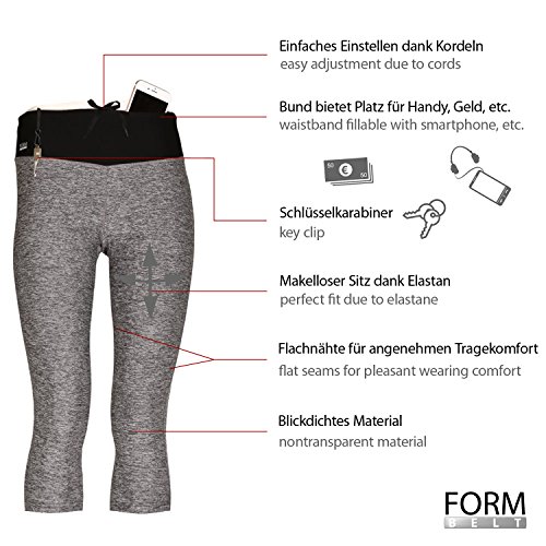 Sport-Leggings Damen 3 4 mit Hüfttasche für Handy Laufhose capri dreiviertel 3/4 Fitness Sport tights schwarz muster yoga hose sporthose jogging farbig dreiviertel 3/4 lang von Formbelt - 2