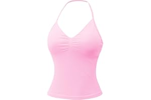 MAYROUND Longline Sports Bras for Women Padded Halter Neck Strappy Top Backless Seamless Gym Bra Workout Yoga Crop Tank Tops