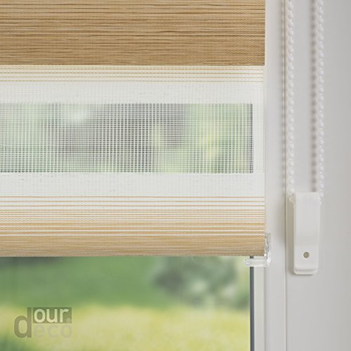 ourdeco® Doppel-Rollo, Duo-Rollo mit Farbverlauf / 60 x 150 cm braun / lichtdurchlässig, blickdicht / Farben: Verlauf Braun, Verlauf Sand / Klemmen=Montage ohne Bohren=Smartfix=Klemmfix=Easy-to-fix - 5